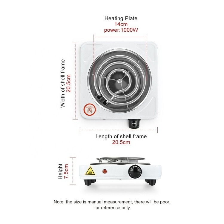 Home kitchen appliance 1000W electric cooking single hot plate with coil heating tube for Family Cooking