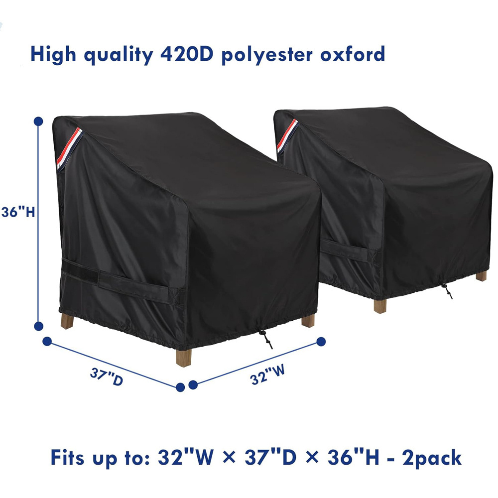 Patio Furniture Covers Waterproof Lawn Outdoor Oxford material good quality Chair Covers 2 Pack Black