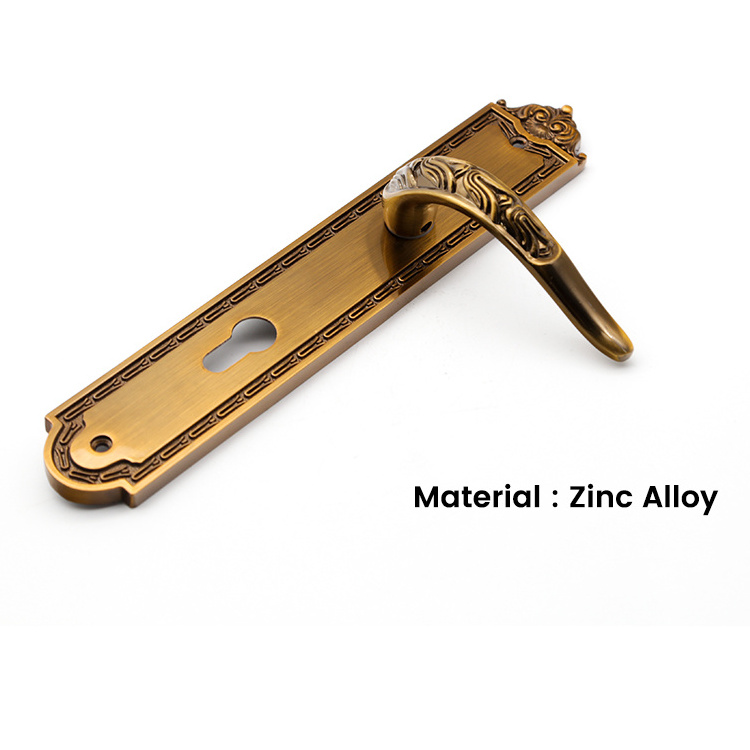 Classic Model Yellow Bronze Zinc AlloyPanel Door Handle for Wooden Door