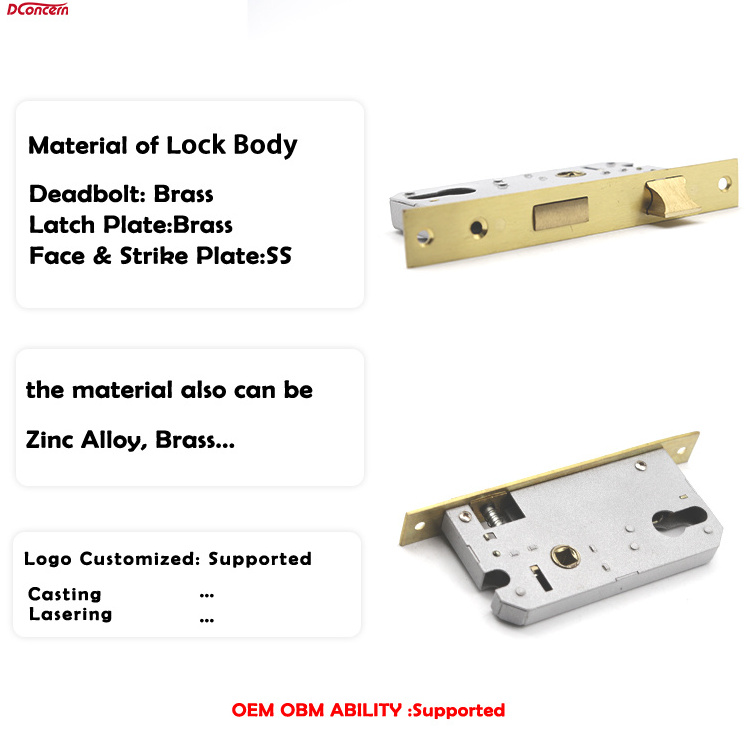 Multi Point Mortise Cuerpo de la cerradura Door Lock Body with Brass Deadbolt