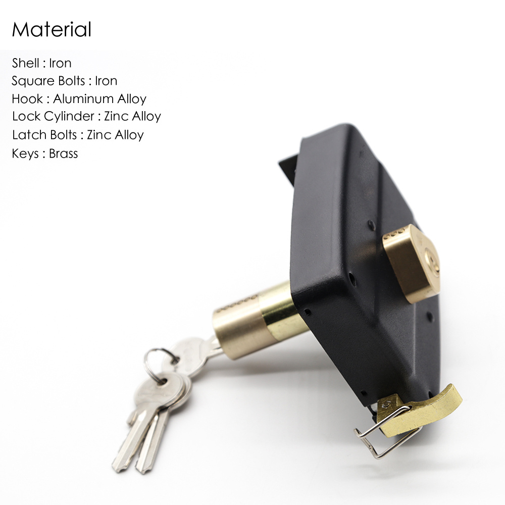 Ready Goods Fast Delivery Door Rim Lock with Zinc Alloy Lock Cylinder