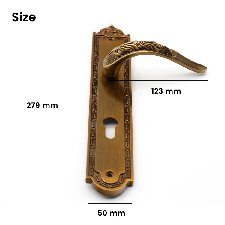 Classic Model Yellow Bronze Zinc AlloyPanel Door Handle for Wooden Door