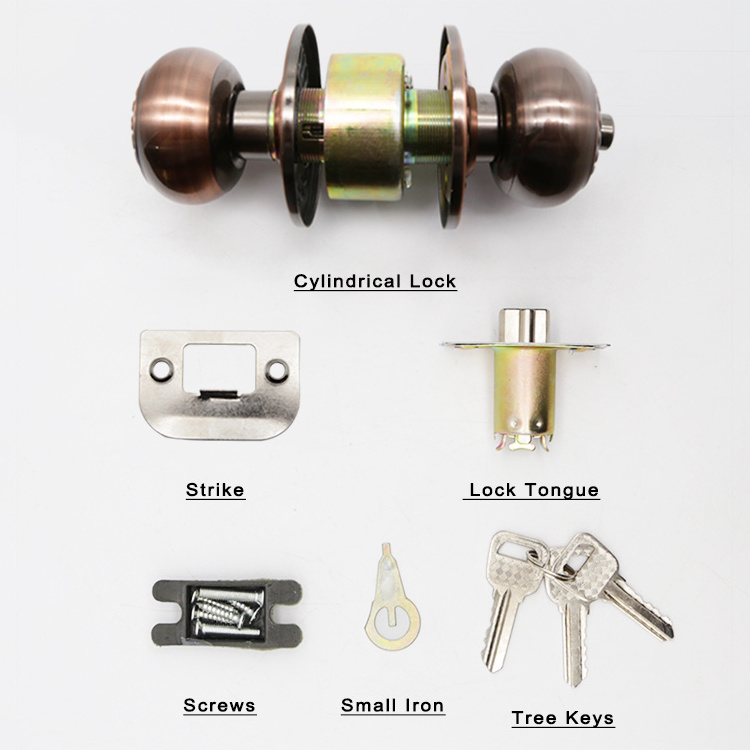 Room Mortise Bathroom Bedroom Handle Round Lock Set 5791 Cylindrical Knobset Entry Door Knob Lock