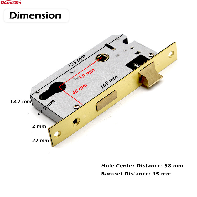 Multi Point Mortise Cuerpo de la cerradura Door Lock Body with Brass Deadbolt