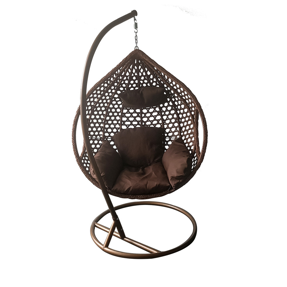 Outdoor furniture hanging egg chair patio hanging rattan swing egg chair with stand