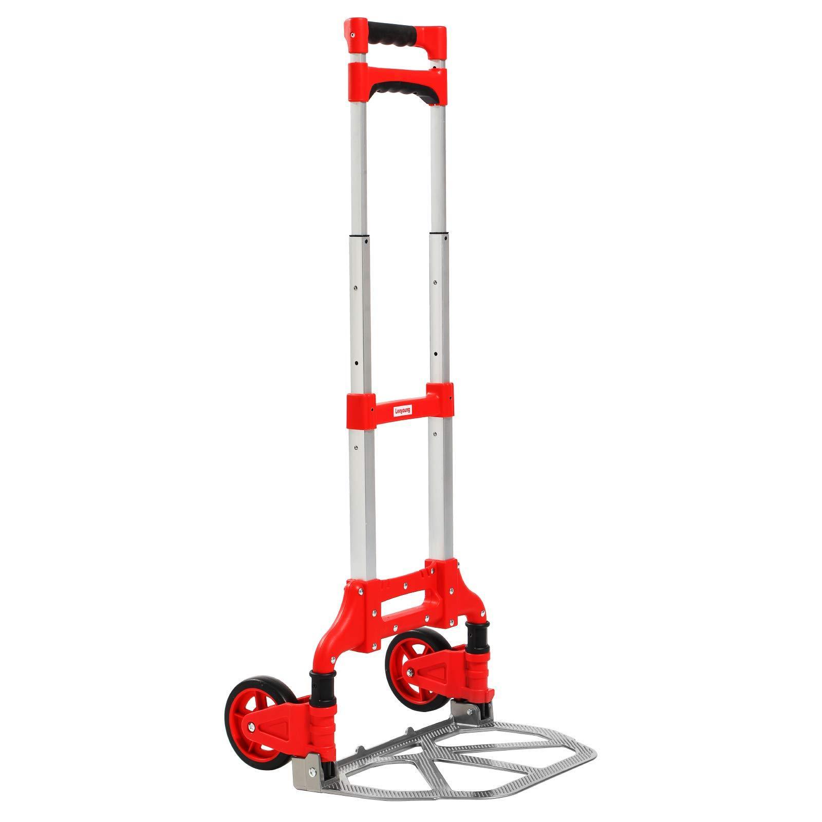 Household Multifunctional 3-Section Aluminium Trolley Portable Loading 160 Lbs Telescopic Folding Trolley