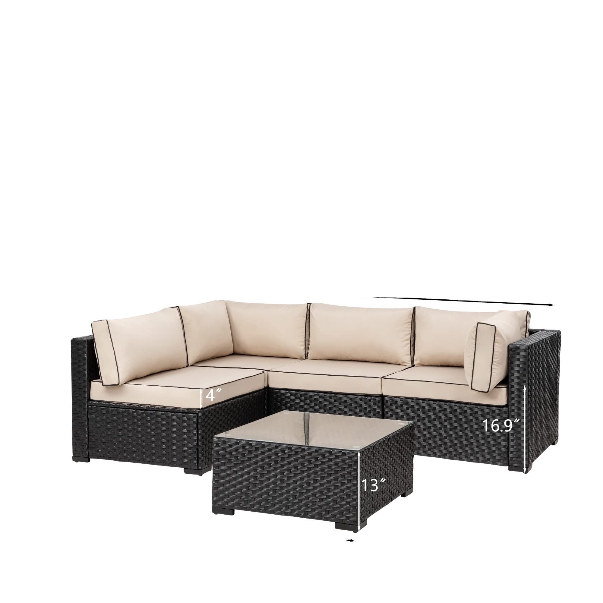 Balcony Garden Terrace Patio Furniture Modern Outdoor Black Waterproof Party Rattan Sofa Set