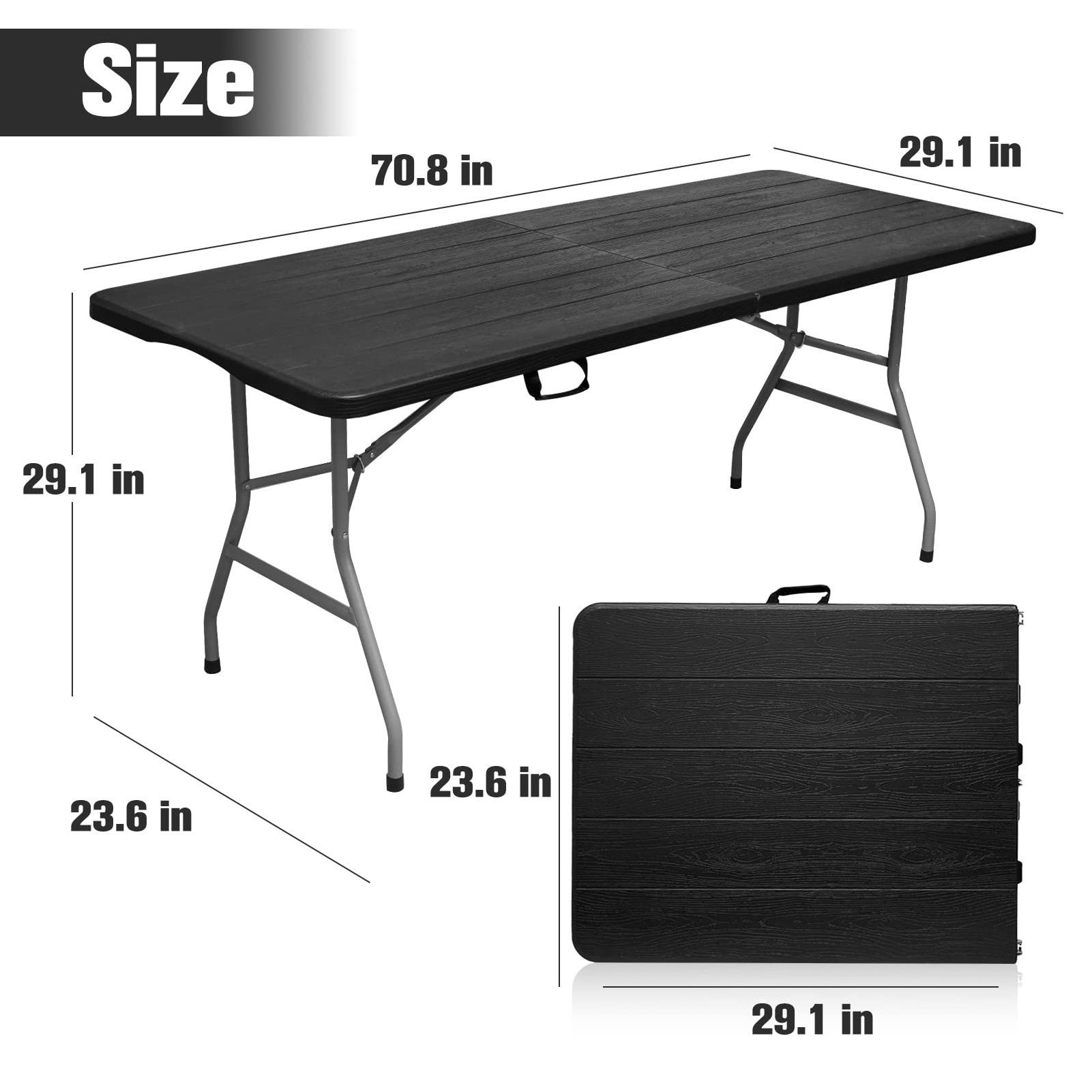 Wholesale Outdoor Garden Dining Room Black Rectangle Portable Folding Plastic Tables For party Events