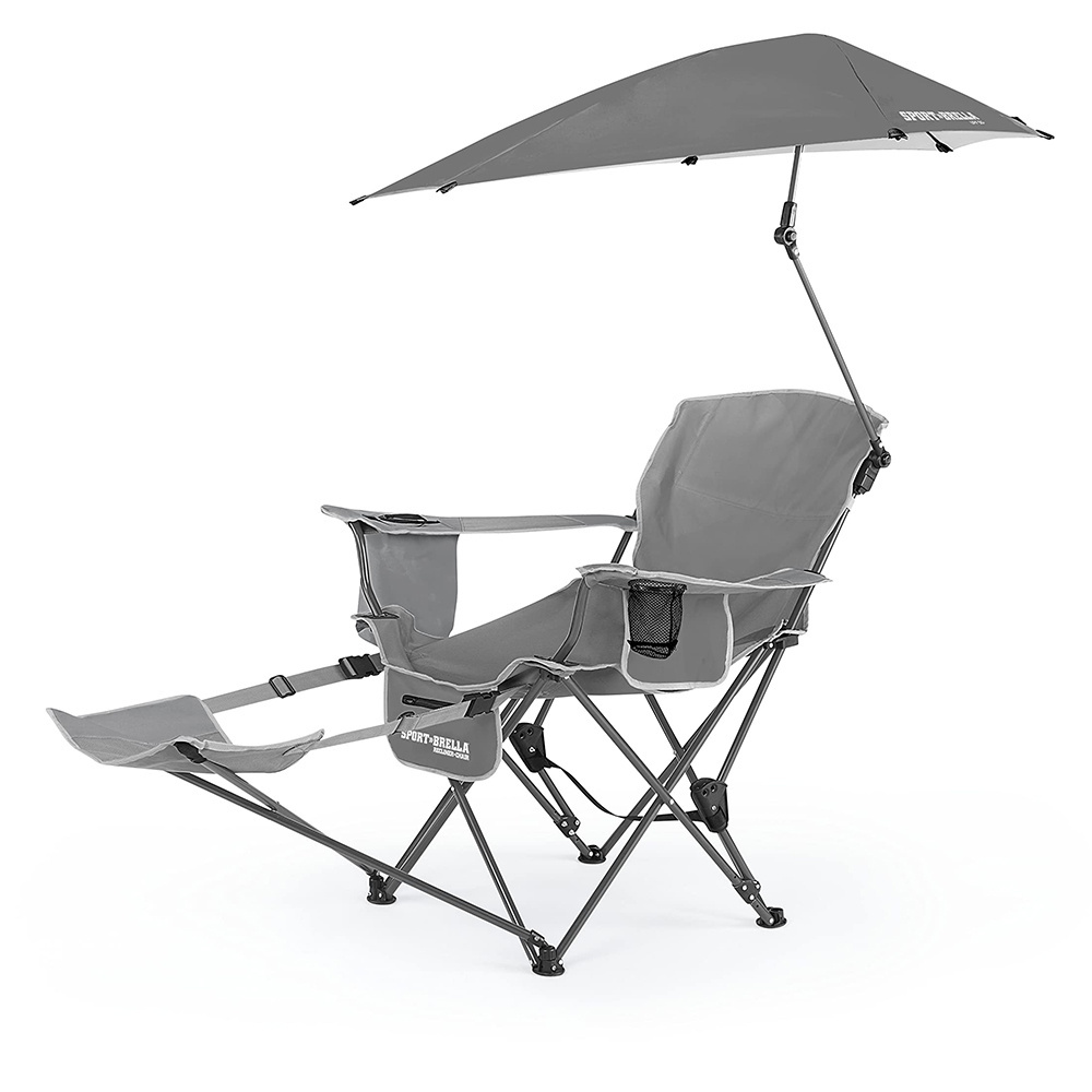 Custom Outdoor Aluminum Lightweight Portable Folding Lounge Camping Chair With Umbrella