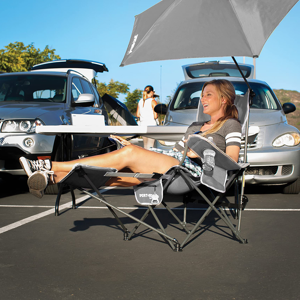 Custom Outdoor Aluminum Lightweight Portable Folding Lounge Camping Chair With Umbrella