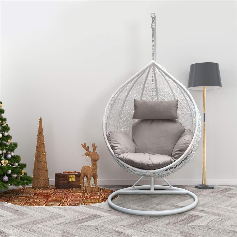 2023 new garden balcony adult easy to install paper box packaging woven round frame base single swing egg chair with bracket