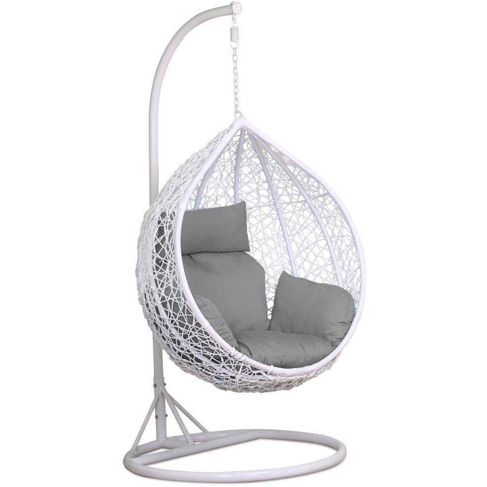 2023 new garden balcony adult easy to install paper box packaging woven round frame base single swing egg chair with bracket