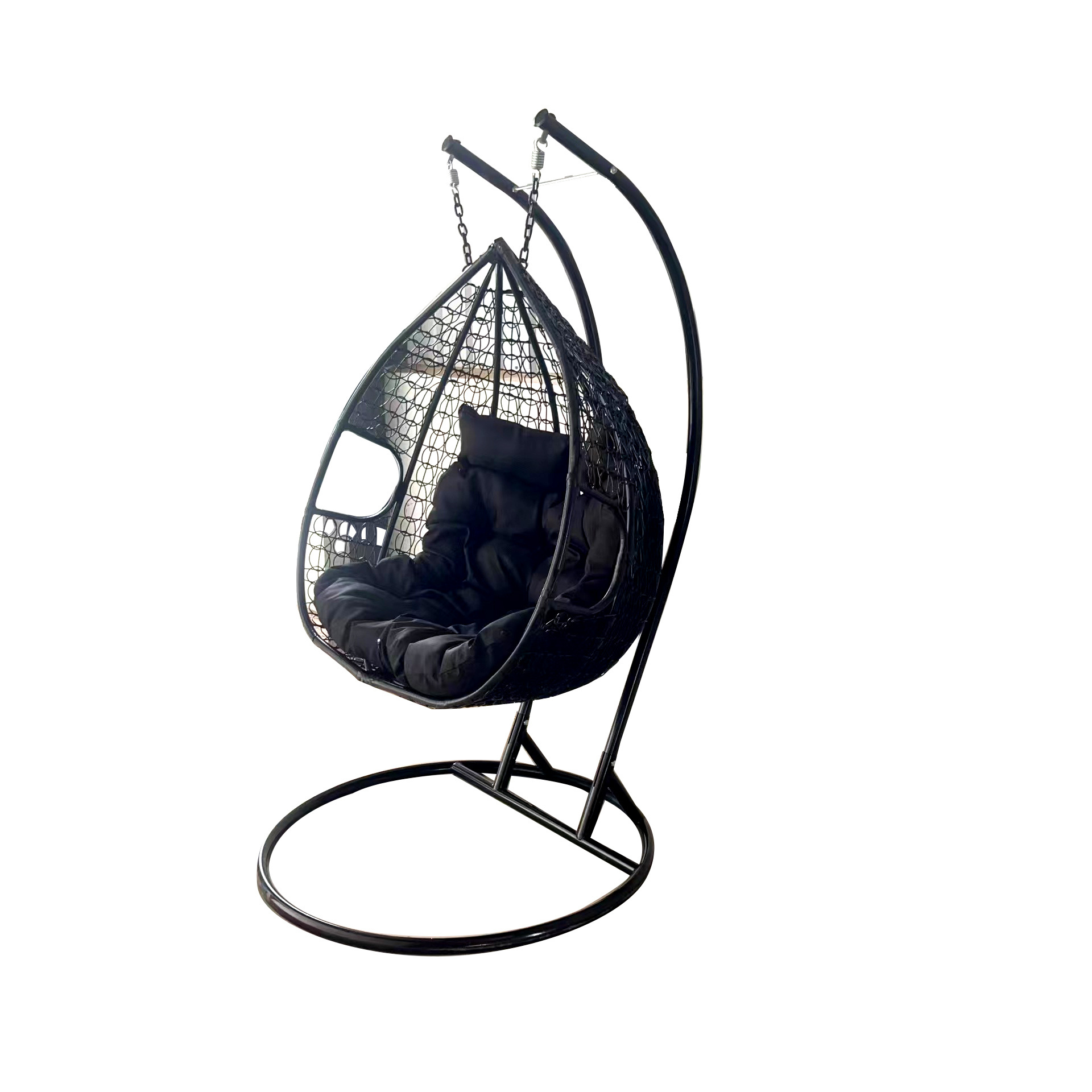 high quality Modern outdoor garden rattan hanging double swing egg chair