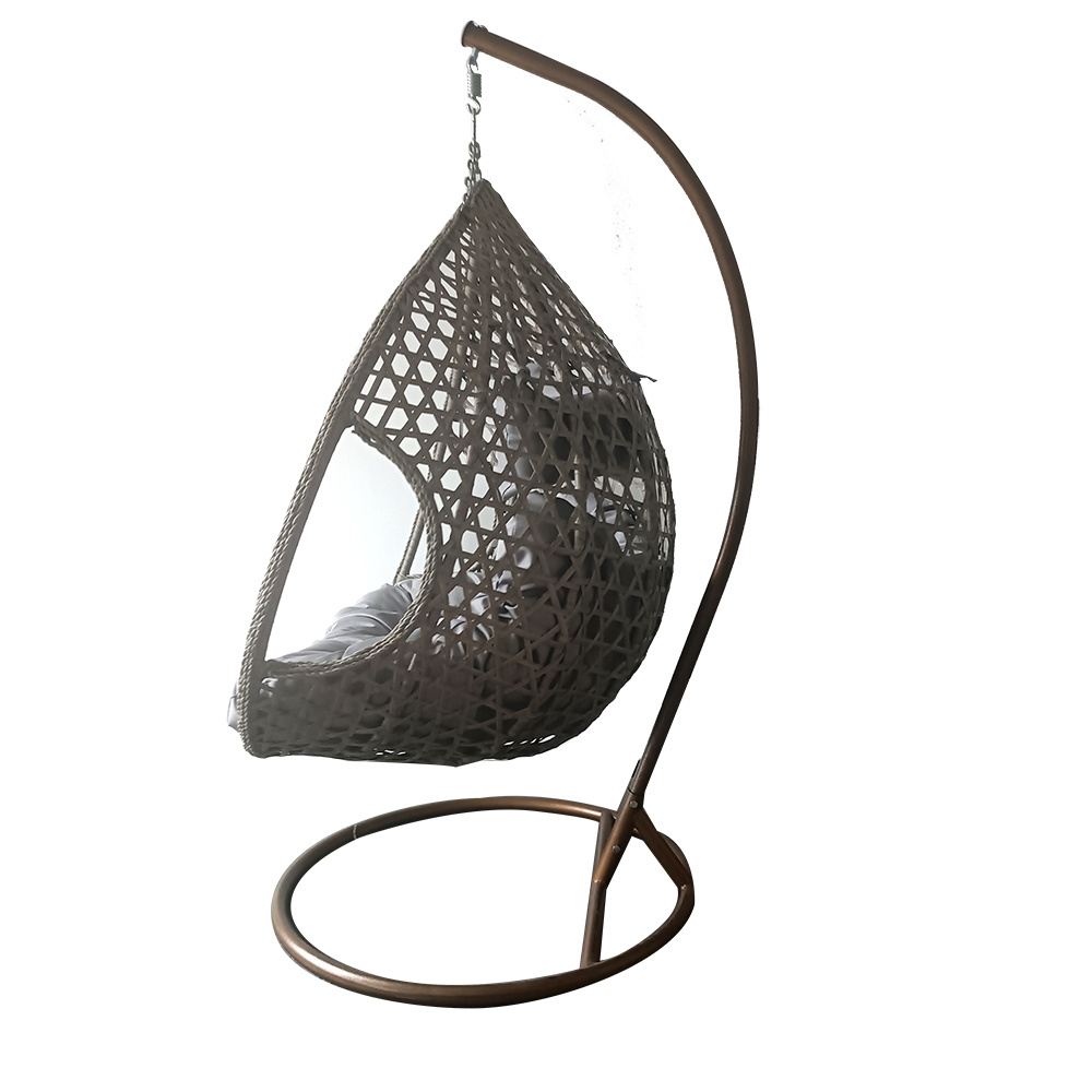 Garden Furniture Patio Balcony Adult PE Rattan Wicker Hanging Two Seater Egg Shaped Swing Chair with Stand