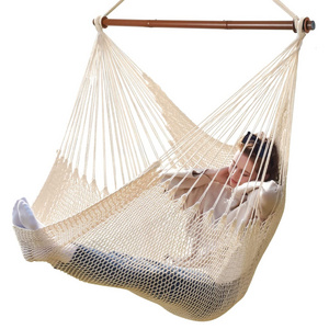 Outdoor Upgraded Weight Capacity 330 LBS XL Rope Hanging Large Hammock Swing Chair with Detachable Metal Bar