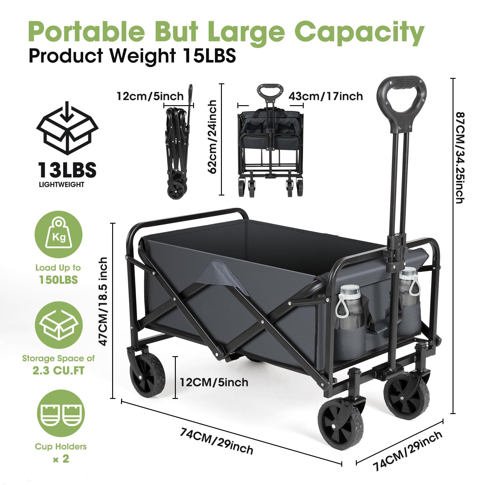 Wholesale Outdoor Supplies Brown Folding Collapsible Utility Camping Cart with Aluminum Table Plate