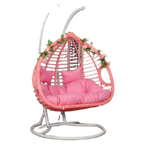 Modern Garden Furniture Outdoor Single Colour Cushion Patio Rattan Hanging Swing