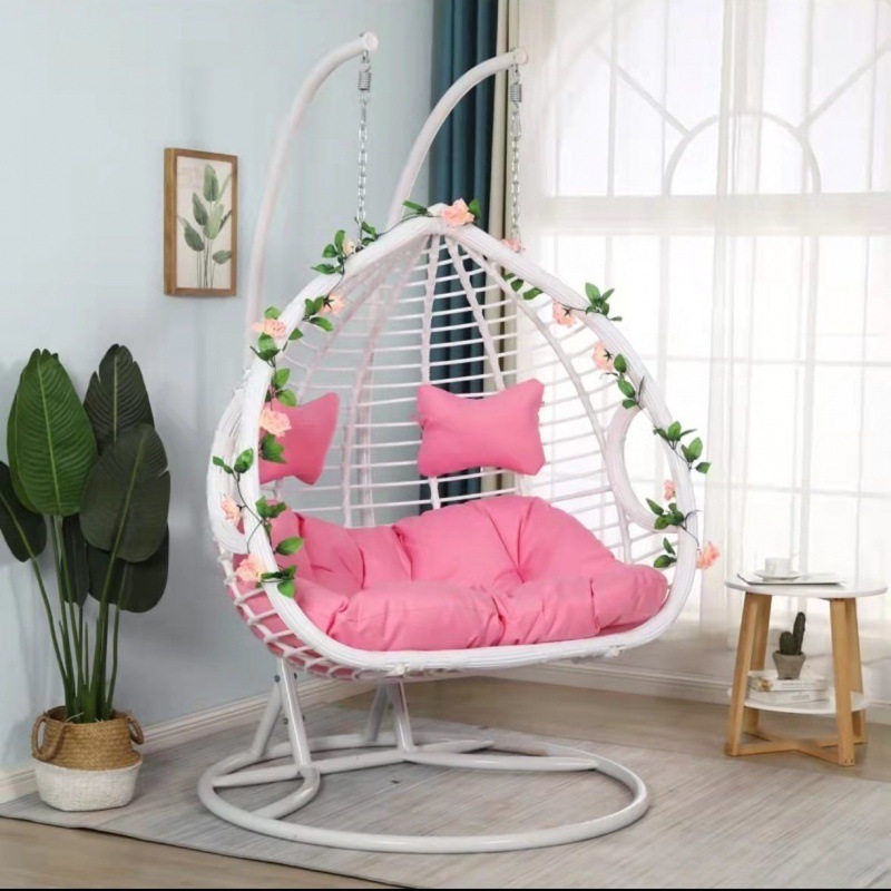 Modern Garden Furniture Outdoor Single Colour Cushion Patio Rattan Hanging Swing