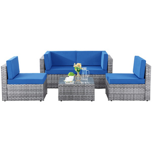 Outdoor Furniture 5-Piece Luxurious Garden PE Rattan Lounge Patio Set