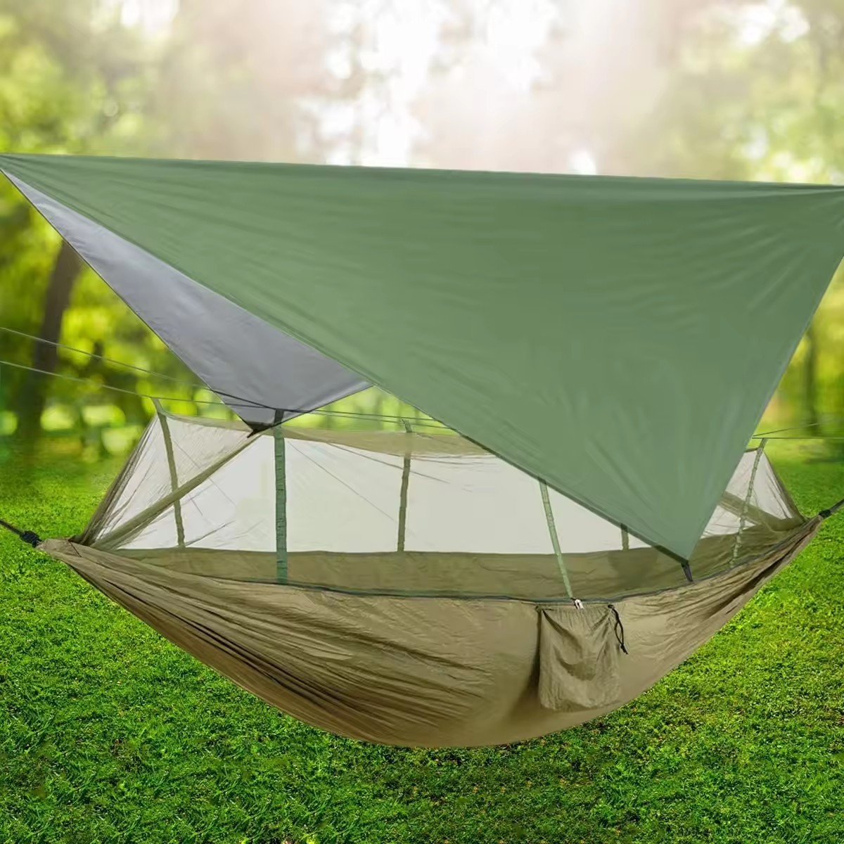 Wholesale Outdoor Folding Double Flat Tree Hanging Rain Fly Waterproof Portable Traveling Camping Hammock Tree Tent