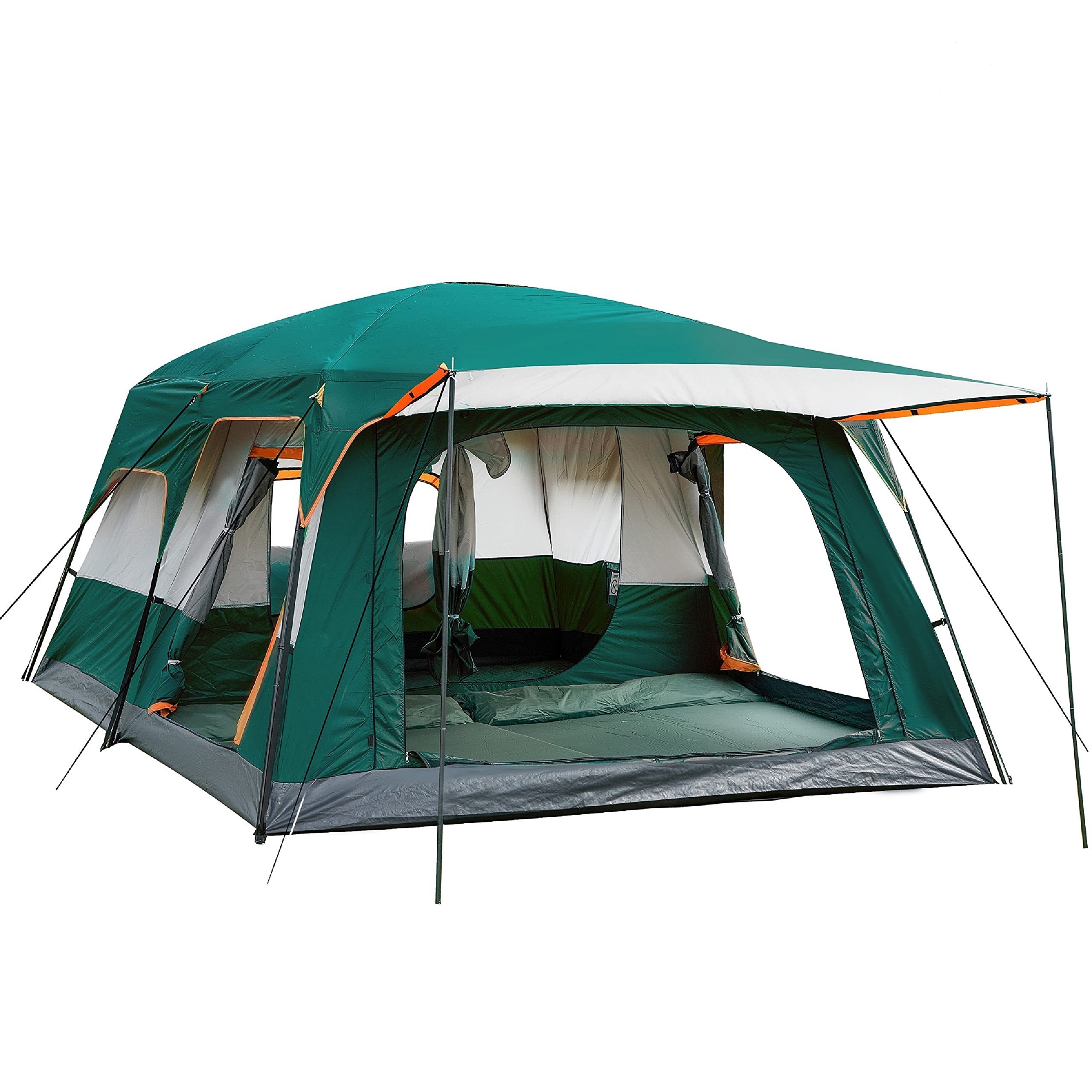 Heavy Duty Outdoor Portable luxury 10 Persons Family Travel Fiberglass Frame Waterproof Canvas Mountain Camping Tent