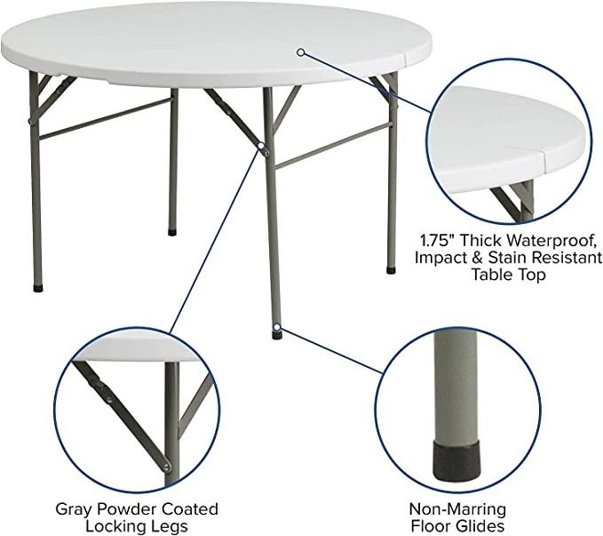 Wedding banquet furniture outdoor round 10 seater folding plastic table, heavy duty 72 inch plastic folding wedding round tables