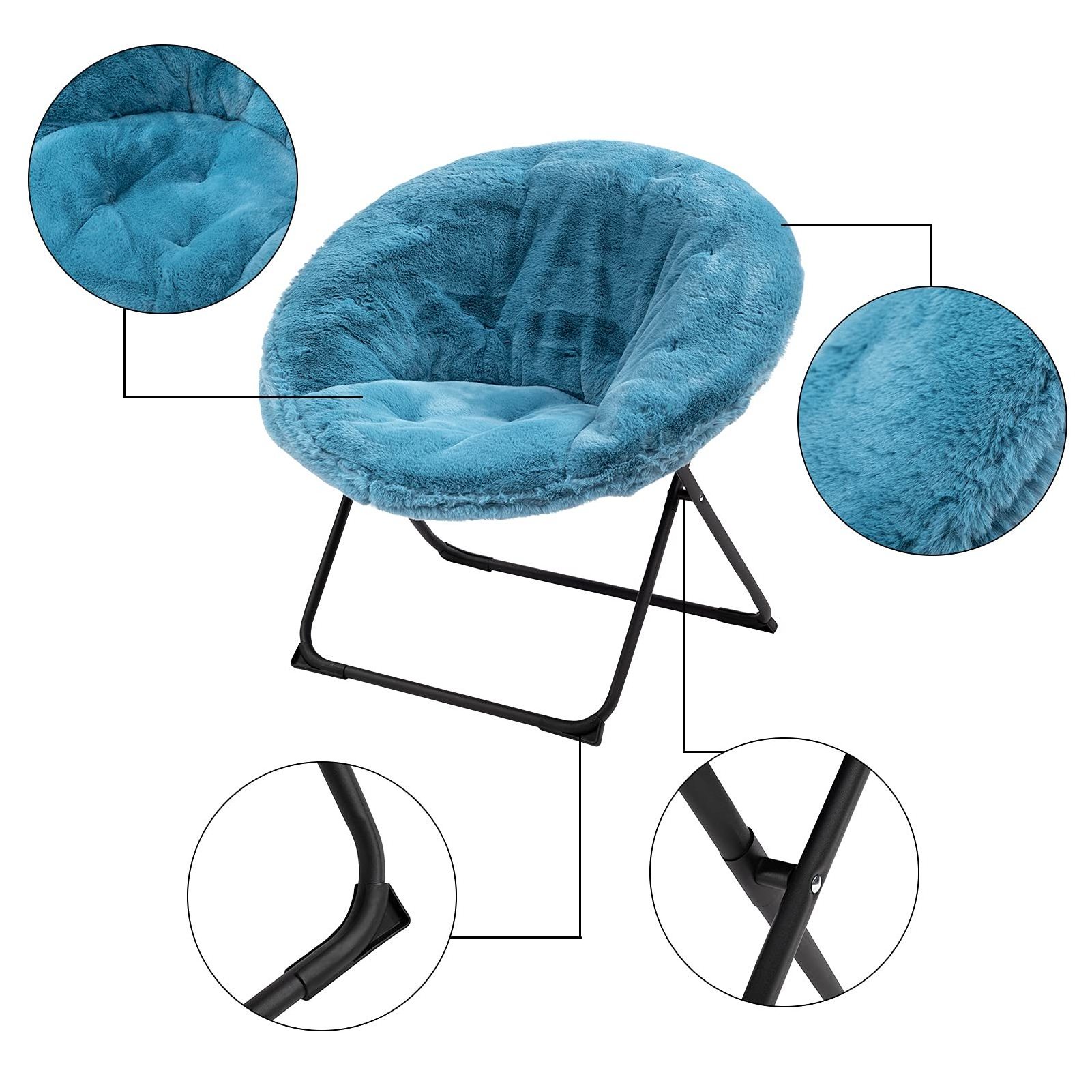 Wholesale Modern Folding Round Padded Moon Saucer Camping Chair For Home Living Room