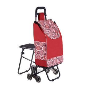 High Quality Wholesale 6 Wheel Foldable Aluminium Alloy Collapsible Carts Vegetable Shopping Trolley Bag With Seat