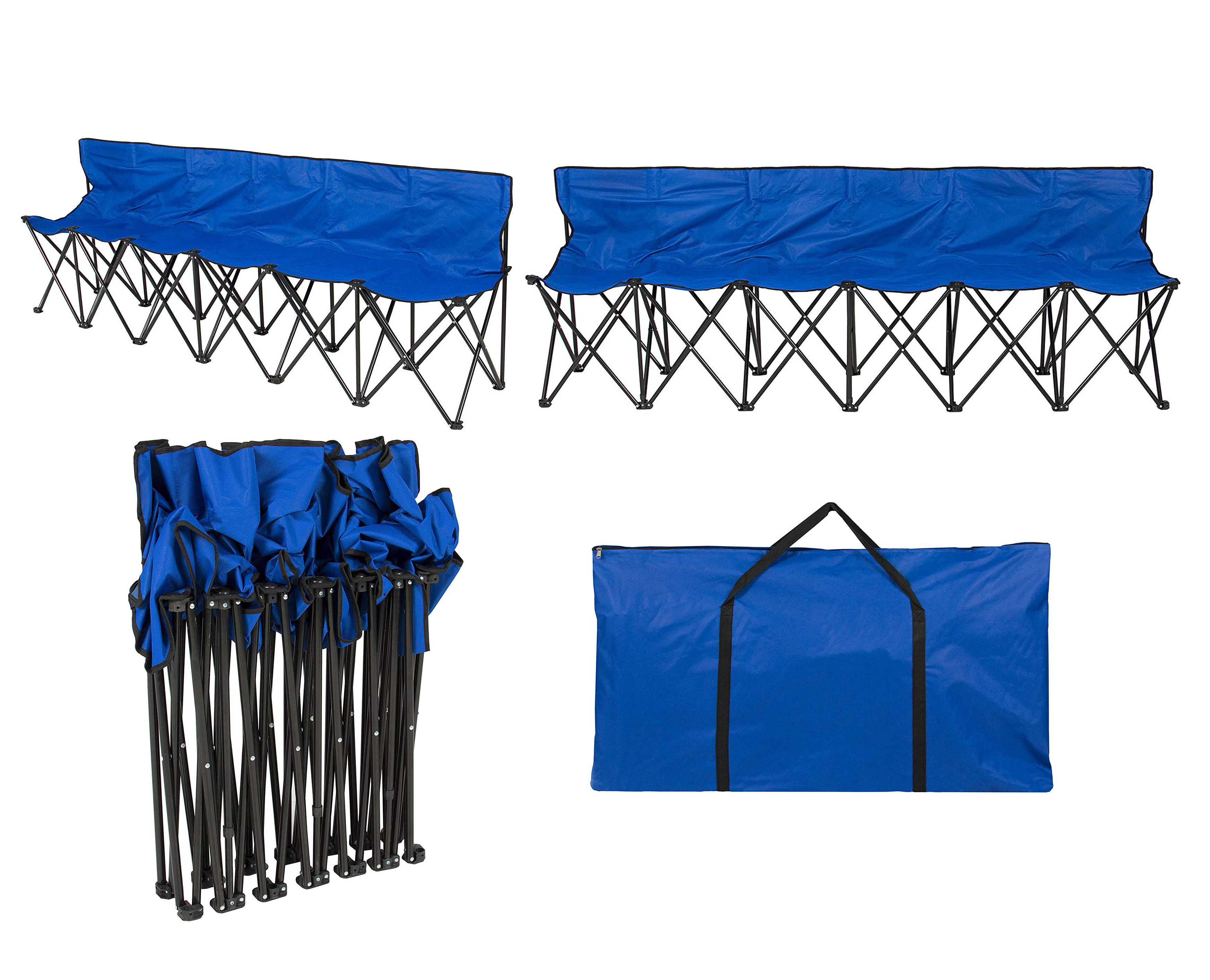 Outdoor creative easy assembly six person folding seater bench soccer games camping chair