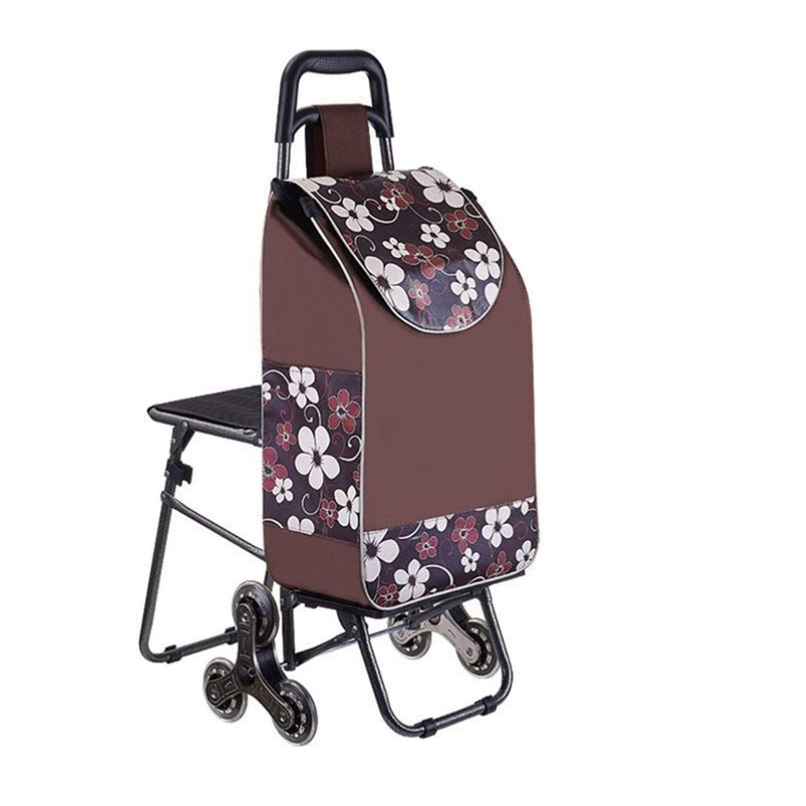 High Quality Wholesale 6 Wheel Foldable Aluminium Alloy Collapsible Carts Vegetable Shopping Trolley Bag With Seat