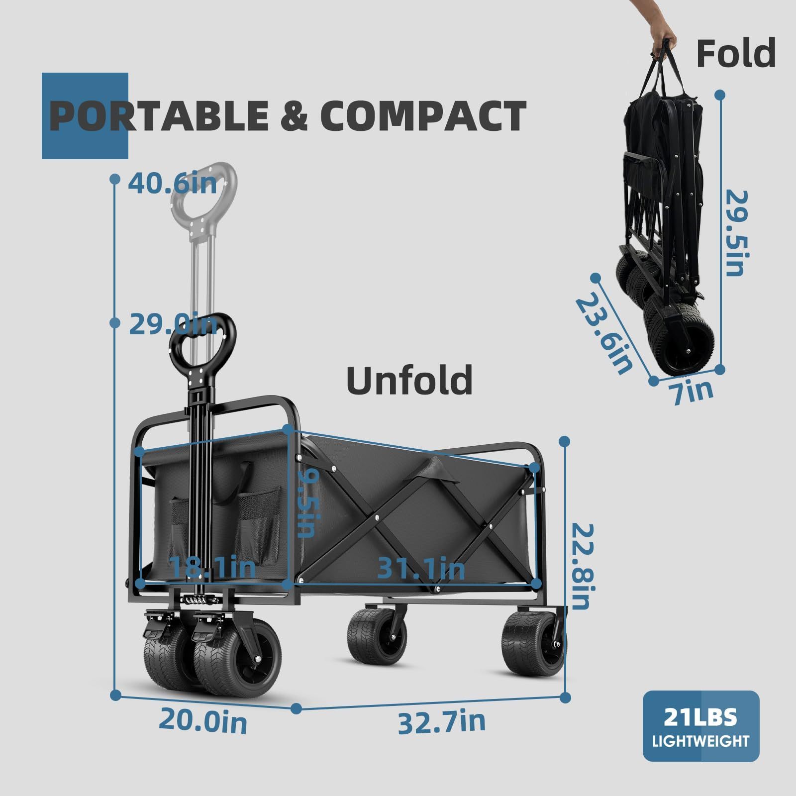 Wholesale Outdoor Supplies Brown Folding Collapsible Utility Camping Cart with Aluminum Table Plate