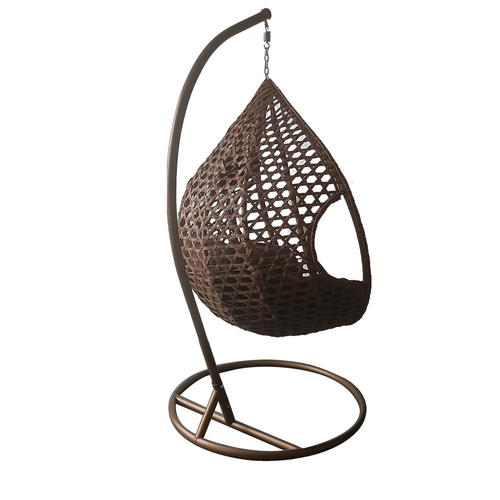 Outdoor furniture hanging egg chair patio hanging rattan swing egg chair with stand