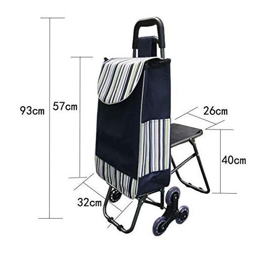 High Quality Wholesale 6 Wheel Foldable Aluminium Alloy Collapsible Carts Vegetable Shopping Trolley Bag With Seat