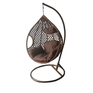 Outdoor furniture hanging egg chair patio hanging rattan swing egg chair with stand