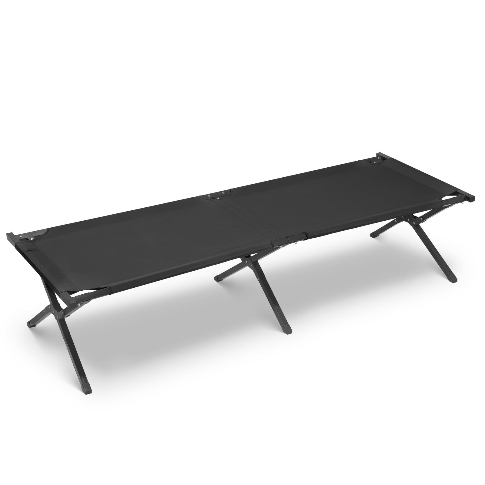 Outdoor Travel Black Max Load 660lbs Portable Folding Up Camping Cot With Carry Bag for Sleeping Lounging