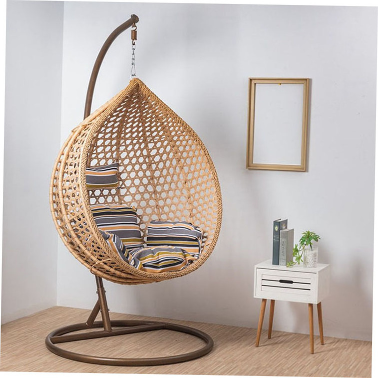 Hot Sales wholesale outdoor Hotels patio swings hanging chair hanging thicken garden egg chair with cushion