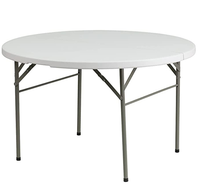 Wedding banquet furniture outdoor round 10 seater folding plastic table, heavy duty 72 inch plastic folding wedding round tables