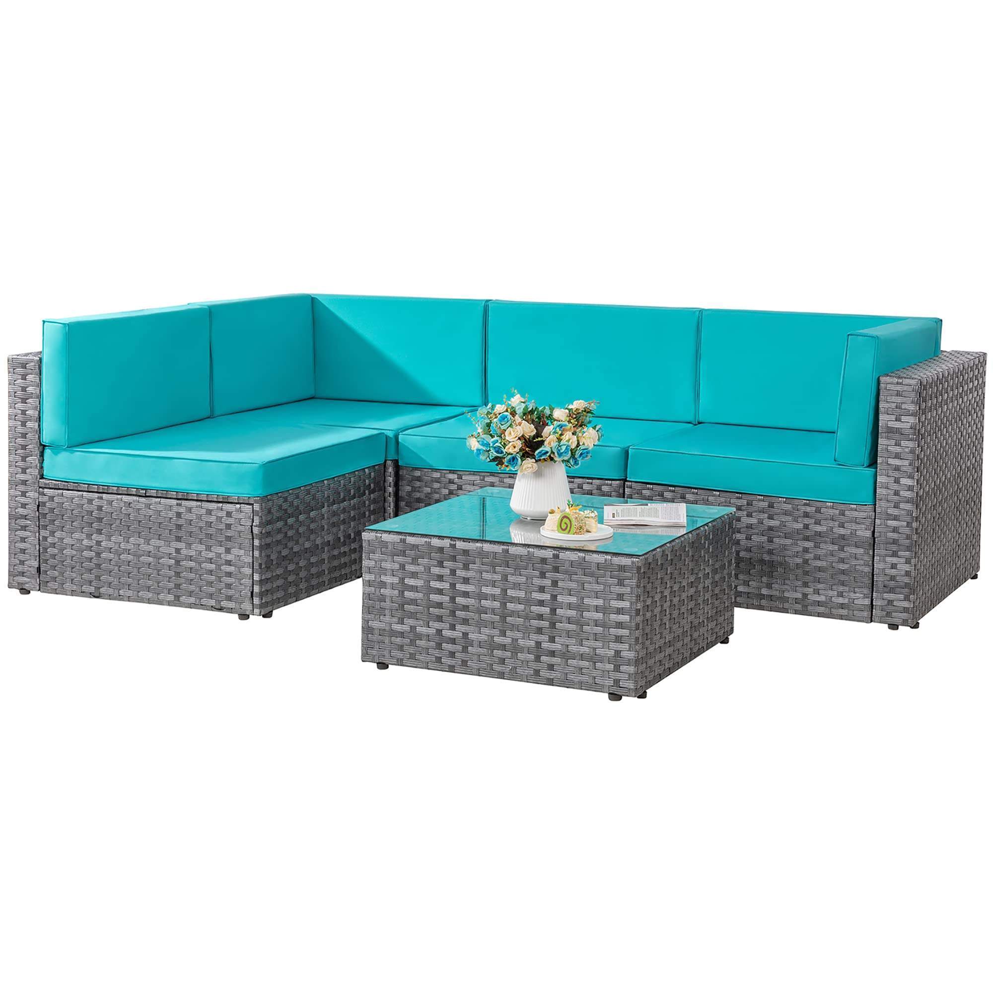 Outdoor PE Wicker Rattan Seating Group Garden Furniture Sofa Set Patio Furniture All Weather Waterproof Frame Sofa