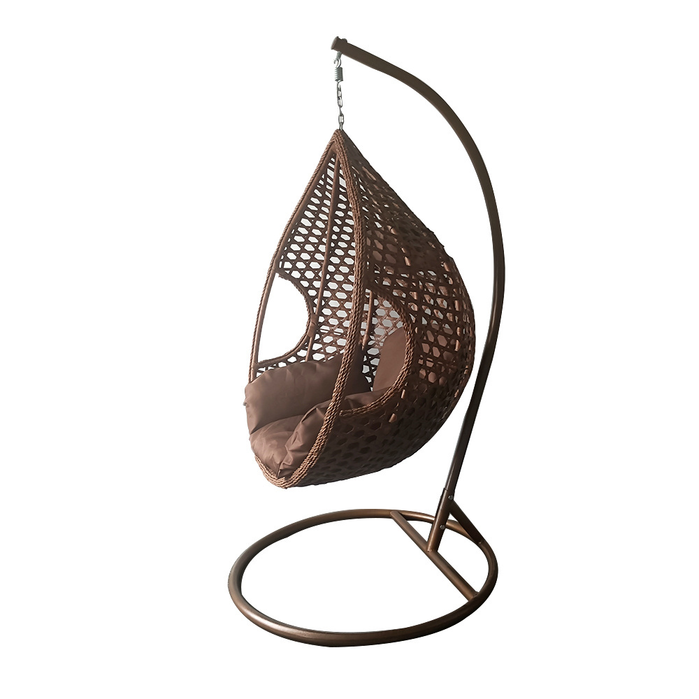 Outdoor furniture hanging egg chair patio hanging rattan swing egg chair with stand