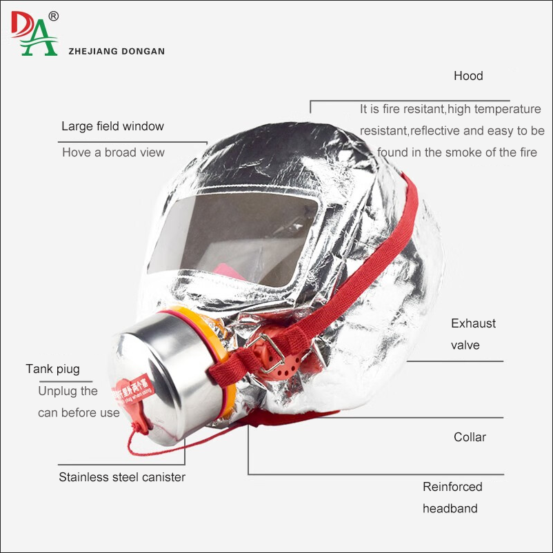 DA OEM XHZLC40 Full Face Escape Respirator Good Quality Professional Firefighting Gas Mask Breathing Apparatus Face Shields