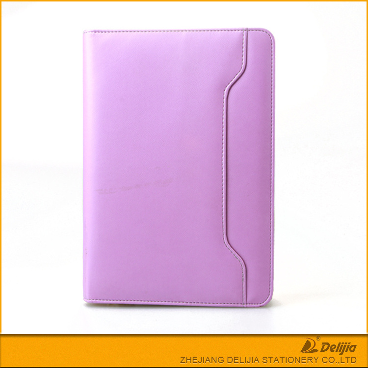 Customized office luxury stationery zipper a5 leather planner with ring binder