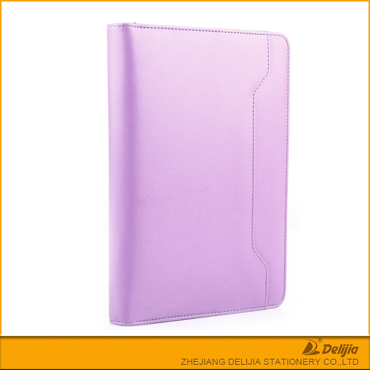 Customized office luxury stationery zipper a5 leather planner with ring binder