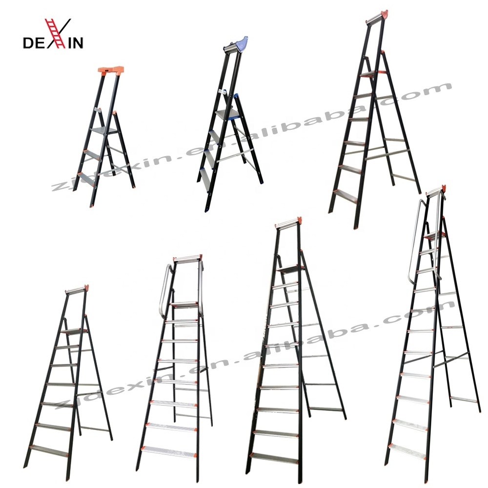 DX-9200 Series Aluminum Step Ladder Safety Portable Folding Extension Indoor Loft Attic  Step ladders with Tools Tray EN131