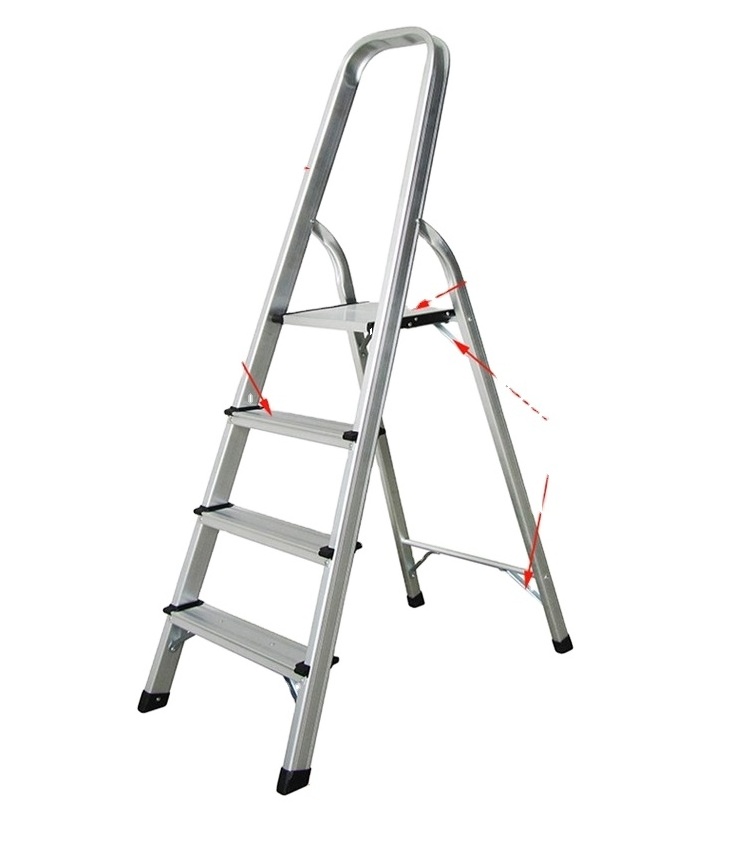 4-Step Large Platform Step Ladder Ultralight Aluminum Household Ladder