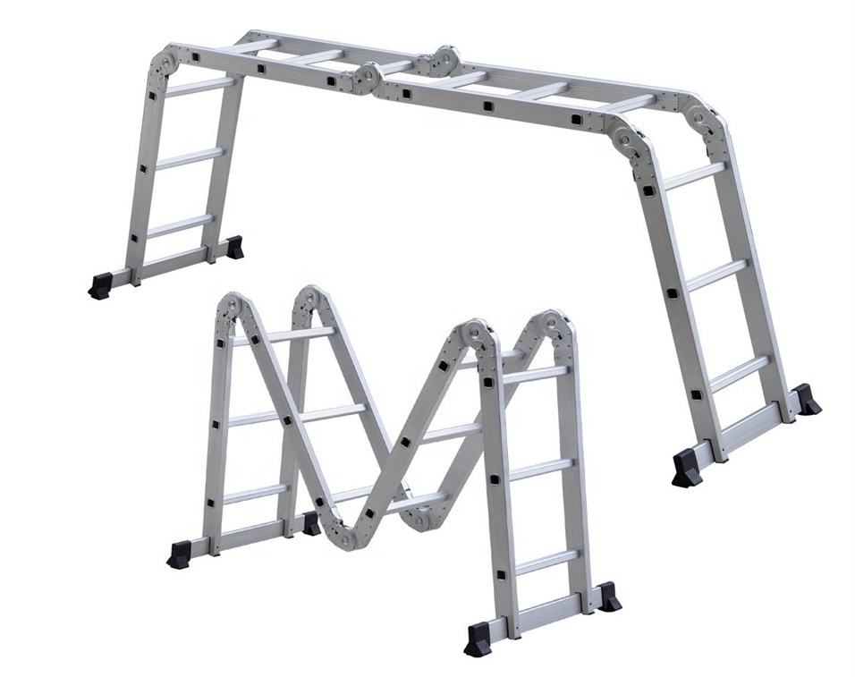 Folding Aluminium Ladder Multi Position Extension Step Platform Ladder 330LBS