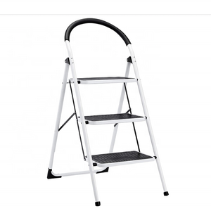 DX-2023 3 Steps Portable Step Stool with Handgrip Anti-Slip and Wide Pedal Sturdy Steel Ladder Multi-Use for Home,Garden