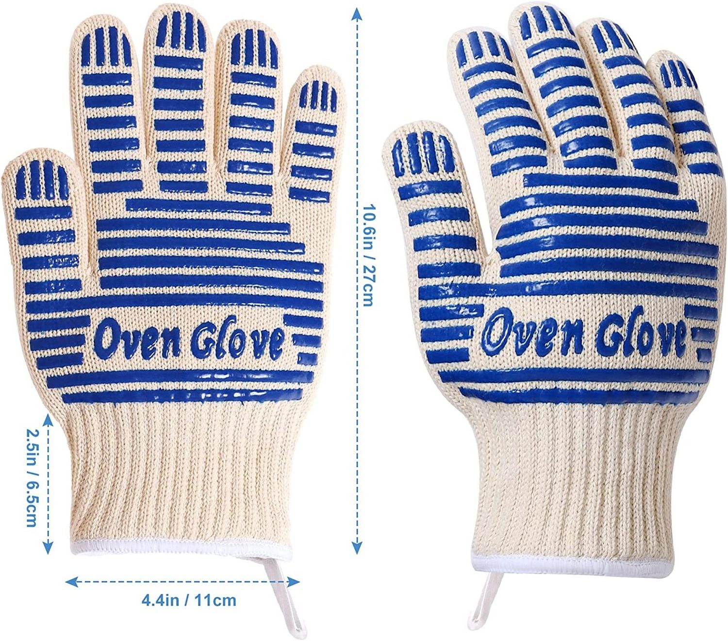 Cotton BBQ Oven Heat Resistant Kitchen Gloves for Heat Insulation Cooking Baking Oven Welding silica gel Non-slip