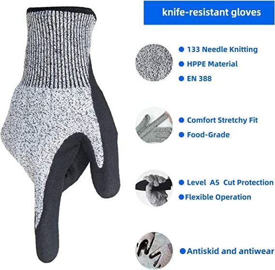 Anti-Abrasion HPPE Nitrile Palm Coated Anti Cutting Waterproof Anti-oil Non-slip Safety Working Mechanic Gloves