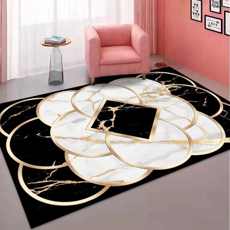 Luxury Faux Wool Rugs Abstract Red Rugs Edgy Non-Slip Foldable Floor Carpet for Bedrooms Decor Modern Rugs