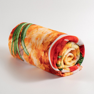 Wholesale Custom Manufacturers 100% Polyester Food Adult Size Super Soft Flannel Burrito Tortilla Pizza Blanket